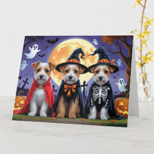 Tarjeta Mejor Perro Terrier Calabaza Halloween Funny