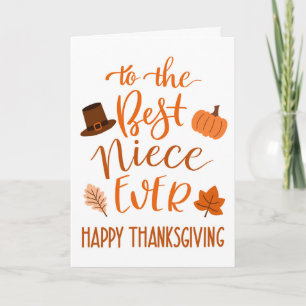 Tarjeta Mejor sobrina del mundo Día de Acción de Gracias e