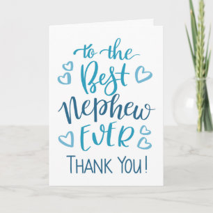 Tarjeta Mejor sobrino del mundo Gracias Tipografía en azul