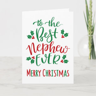 Tarjeta Mejor sobrino del mundo tipografía de Feliz Navida