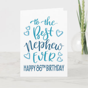 Tarjeta Mejor sobrino tipografía de cumpleaños número 86 e