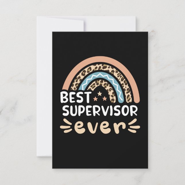Tarjeta Mejor supervisor nunca Leopard Rainbow Gift Mom (Anverso)