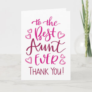Tarjeta Mejor Tía del Mundo Gracias Tipografía en Rosa