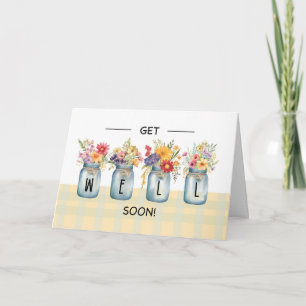 Tarjeta Mejore pronto las flores silvestres en los jarrone