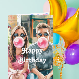 Tarjeta Mejores Amigos & Burbujas, Acuarela, Cumpleaños Di