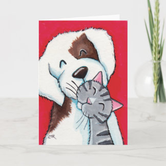 Tarjeta Mejores Amigos - Cuidado y caprichoso arte de gato
