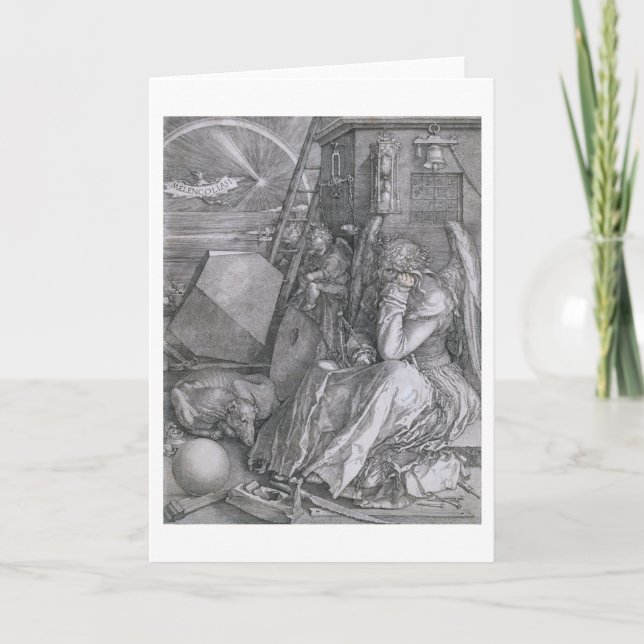 Tarjeta Melancholia, Albrecht Durer (Anverso)