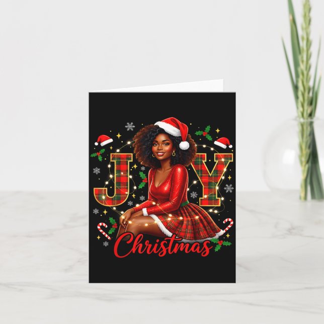 Tarjeta Melanin Afro Sleigh Queen Christmas African Americ (Anverso)