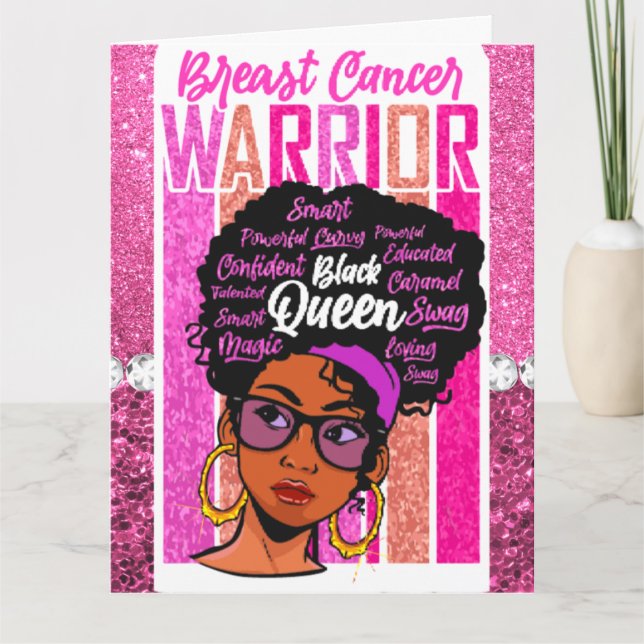 Tarjeta Melanin mujer guerrera del cáncer de mama sobreviv (Anverso)