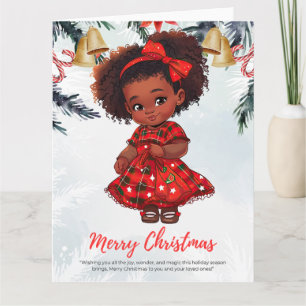 Tarjeta Melanin Navidades Chica negro magia Navidad magia