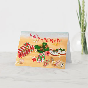 Tarjeta Mele Kalikimaka de chanclas hawaianas