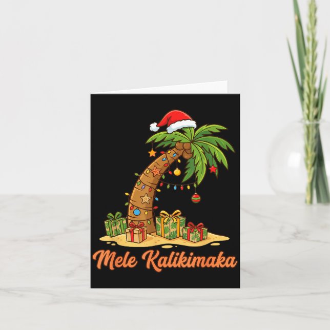 Tarjeta Mele Kalikimaka Hawaiian Christmas Palm Trees  (Anverso)