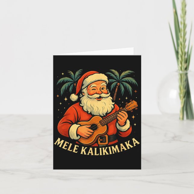 Tarjeta Mele Kalikimaka Hawaiian Santa Trocal Vintage Chri (Anverso)