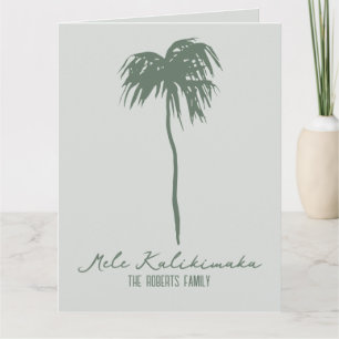 Tarjeta Mele Kalikimaka Navidad Elegante Palma Hawaiana