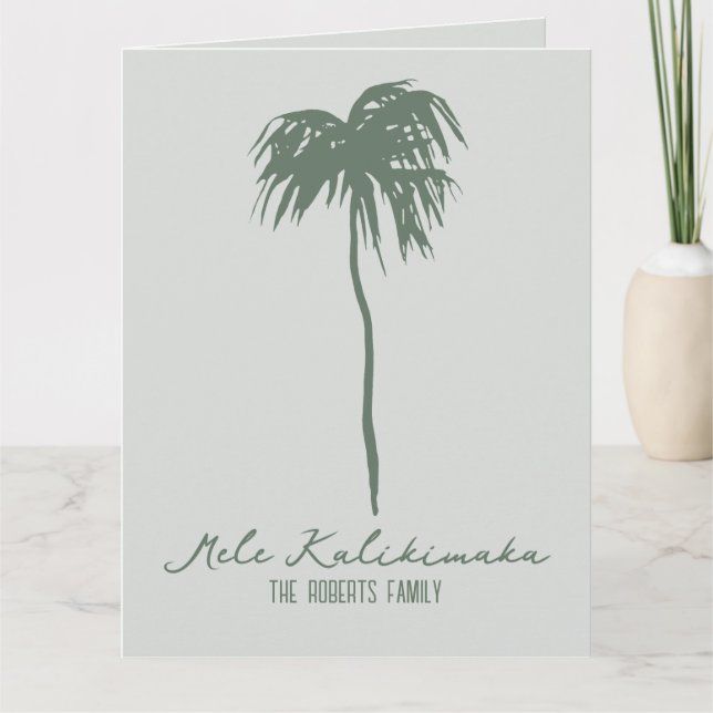 Tarjeta Mele Kalikimaka Navidad hawaiana elegante palma de (Anverso)