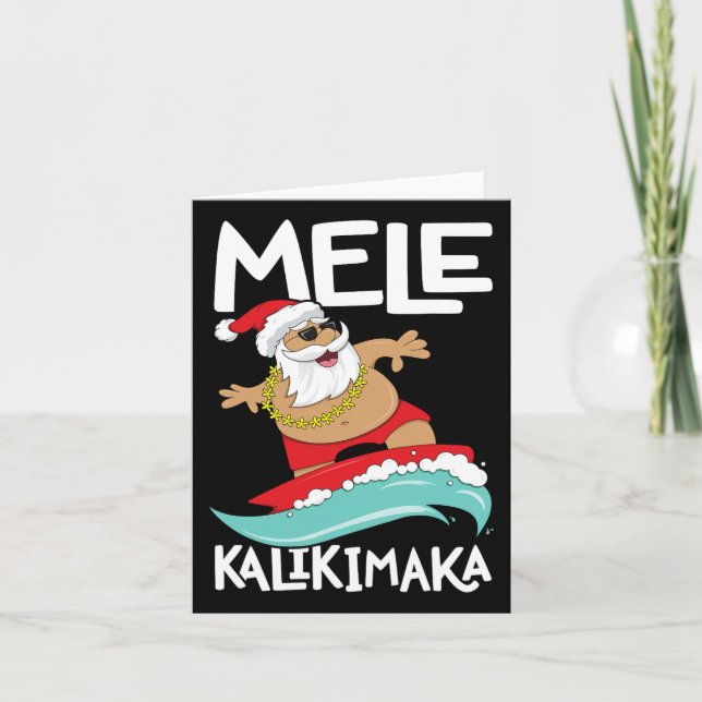 Tarjeta Mele Kalikimaka Navidad Hawaiana Hawaii Surfing  (Anverso)