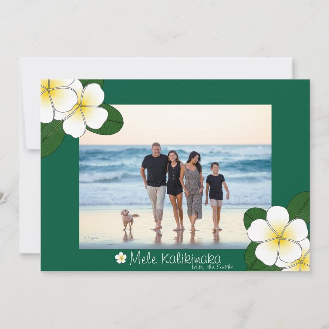 Tarjeta Mele Kalikimaka, Navidades de Plumeria de  (Anverso)