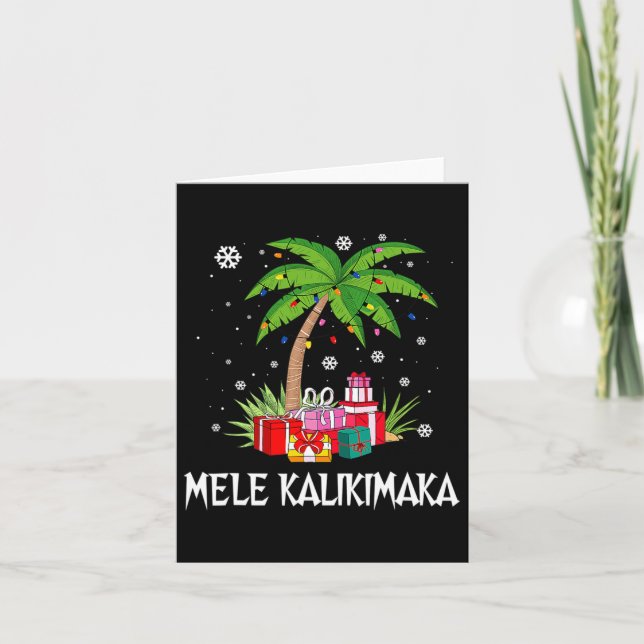 Tarjeta Mele Kalikimaka Navidades hawaianos Palm Tree Fami (Anverso)