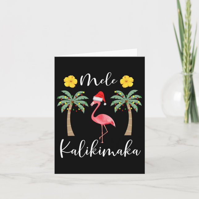Tarjeta Mele Kalikimaka Navidades hawaianos tropicales fla (Anverso)