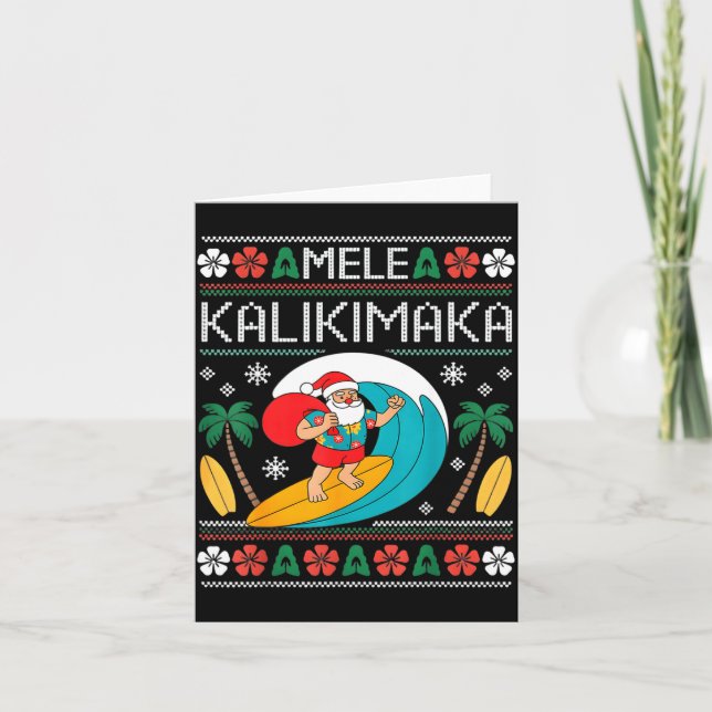 Tarjeta Mele Kalikimaka Pajamas Santa Hawaii Ugly Christma (Anverso)