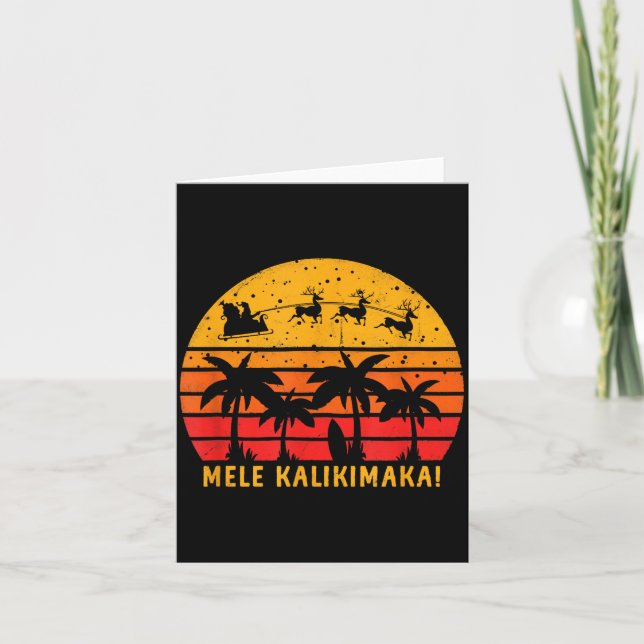 Tarjeta Mele Kalikimaka Retro Hawaiian Christmas Family Va (Anverso)