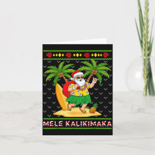 Tarjeta Mele Kalikimaka Retro Santa Shaka Hawái Feo Chri