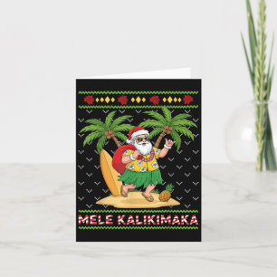 Tarjeta Mele Kalikimaka Retro Santa Shaka Hawaii Ugly Chri