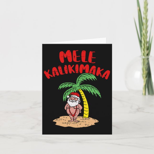 Tarjeta Mele Kalikimaka Santa Genial Traje de Baño Hawaian (Anverso)