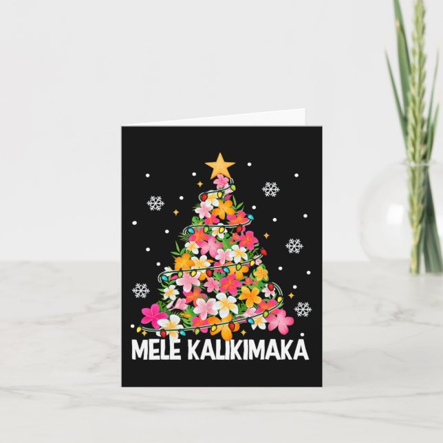 Tarjeta Mele Kalikimaka Tro, Árbol de Navidad floral hawai (Anverso)