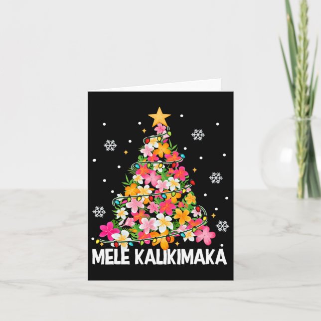 Tarjeta Mele Kalikimaka Tro, Árbol de Navidad floral hawai (Anverso)