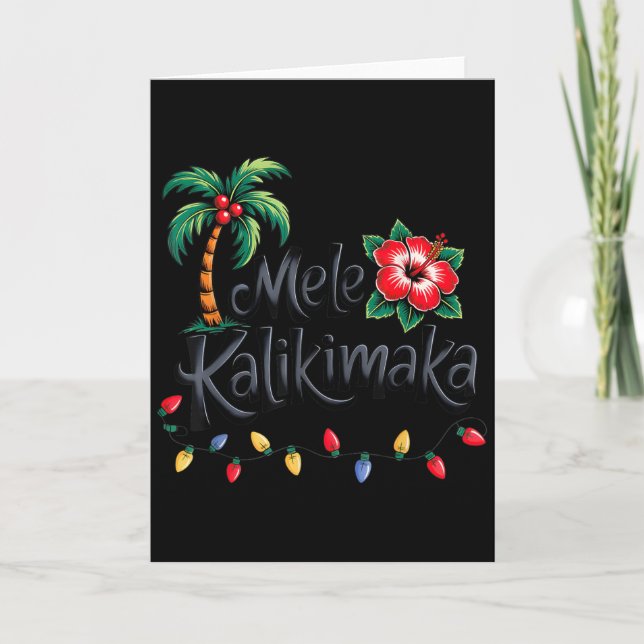 Tarjeta Mele Kalikimaka Trocal Christmas Hawaiian Xmas Fam (Anverso)