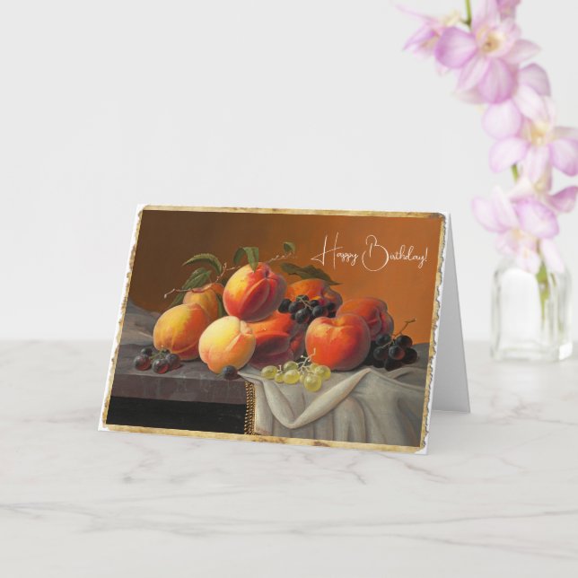 Tarjeta Melocotones, uvas y manzanas (Orquídea)