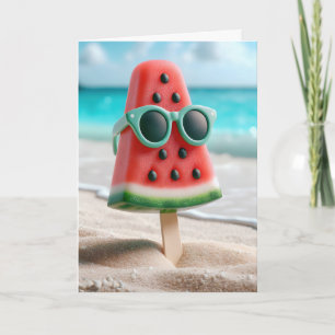 Tarjeta Melón de agua de verano con gafas de sol
