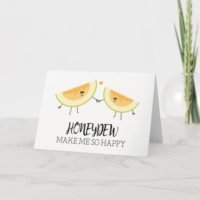Tarjeta Melons Me Haces Feliz Foodie Humor Fruit Pun (Anverso)