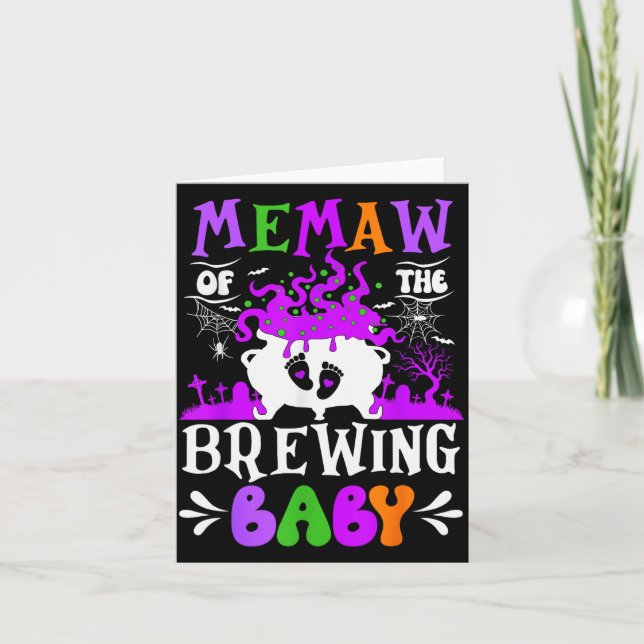 Tarjeta Memaw Of The Brewing Baby Grandma To Be Halloween  (Anverso)