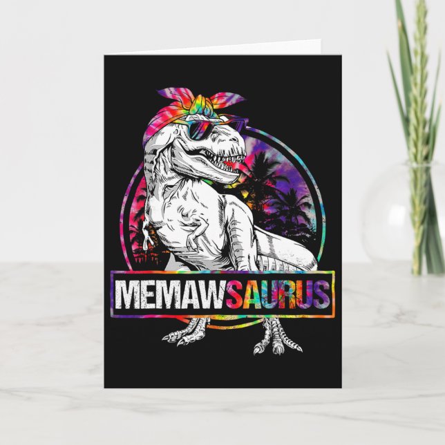 Tarjeta Memawsaurus Dinosaur Memaw Saurus Familia Combinac (Anverso)