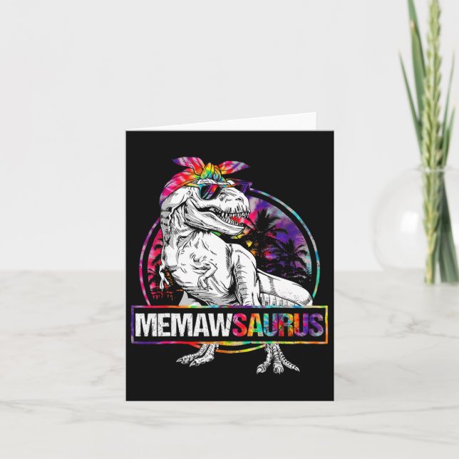 Tarjeta Memawsaurus Dinosaur Memaw Saurus Familia Matanza (Anverso)