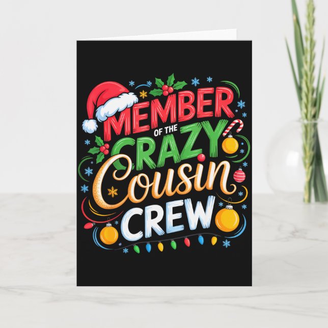 Tarjeta Member Of The Crazy Cousin Crew Christmas Squad Bi (Anverso)