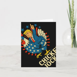 Tarjeta Meme 1 divertido de Jockey sobre pollo Trump