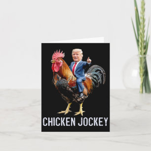 Tarjeta Meme 1 divertido de Jockey sobre pollo Trump