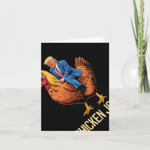 Tarjeta Meme 3 divertido sobre el jockey sobre pollo Trump