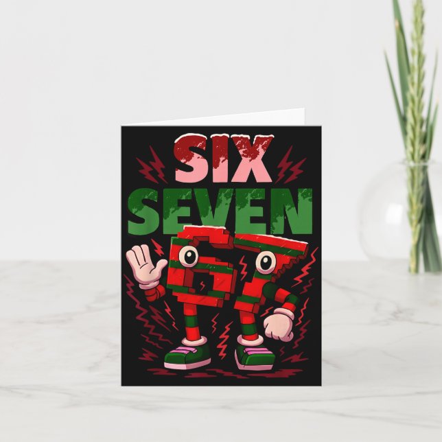 Tarjeta Meme 6 7 Six Seven Italian Brainrot Christmas Red  (Anverso)