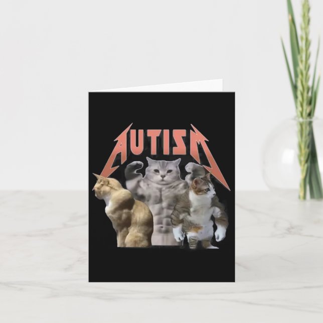 Tarjeta Meme de autismo de los gatos buff (Anverso)