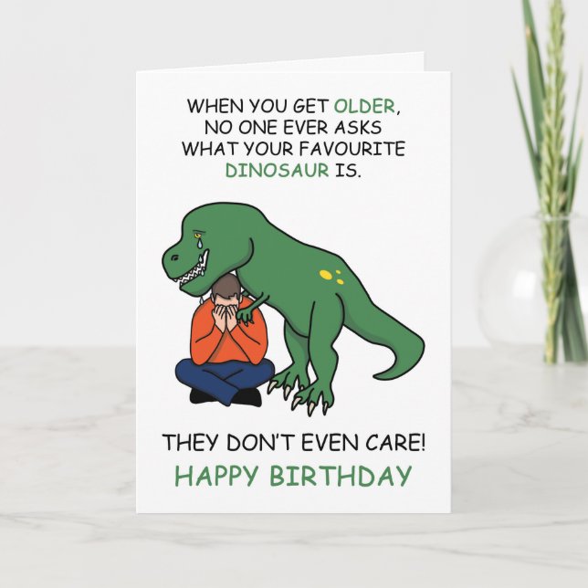 Tarjeta Meme de Chiste de Dinosaurio Feliz Cumpleaños (Anverso)