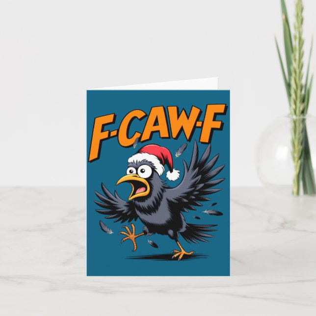 Tarjeta Meme de cita de cuervo F-caw-f - Cuervo divertido  (Anverso)