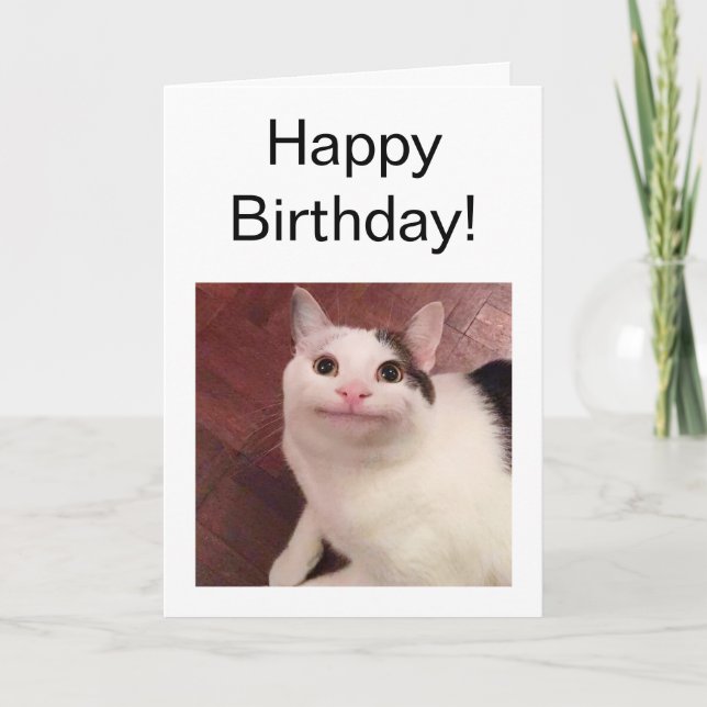 Tarjeta Meme de gato con letras y letras dobladas (Anverso)