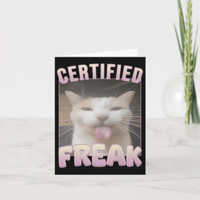 Tarjeta Meme de gato Freak Funny Certificado (Anverso)