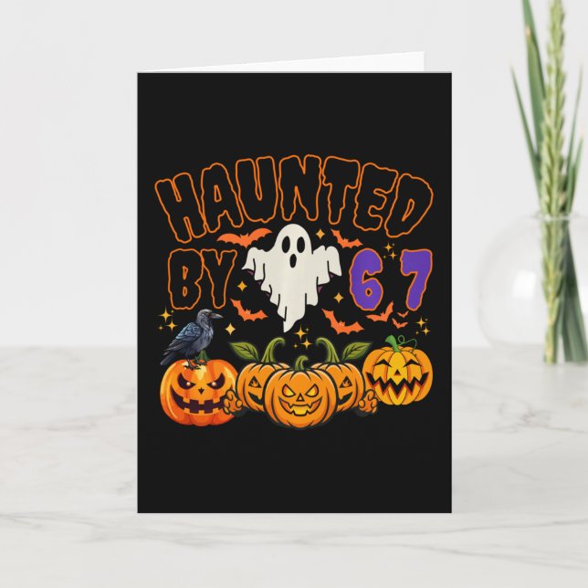 Tarjeta Meme de Halloween embrujado 67 Seis Siete  (Anverso)