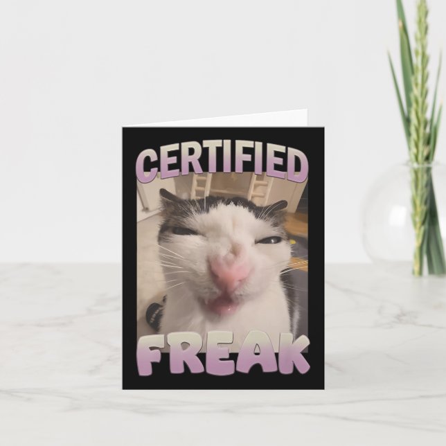 Tarjeta Meme de meme de gato Freak certificado Memes ofens (Anverso)