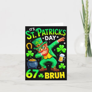 Tarjeta Meme del día de San Patricio seis siete dabbing